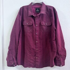 Prana burgundy textured button up shirt